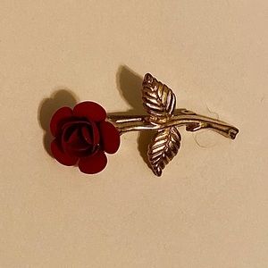 Small Red Rose Brooch